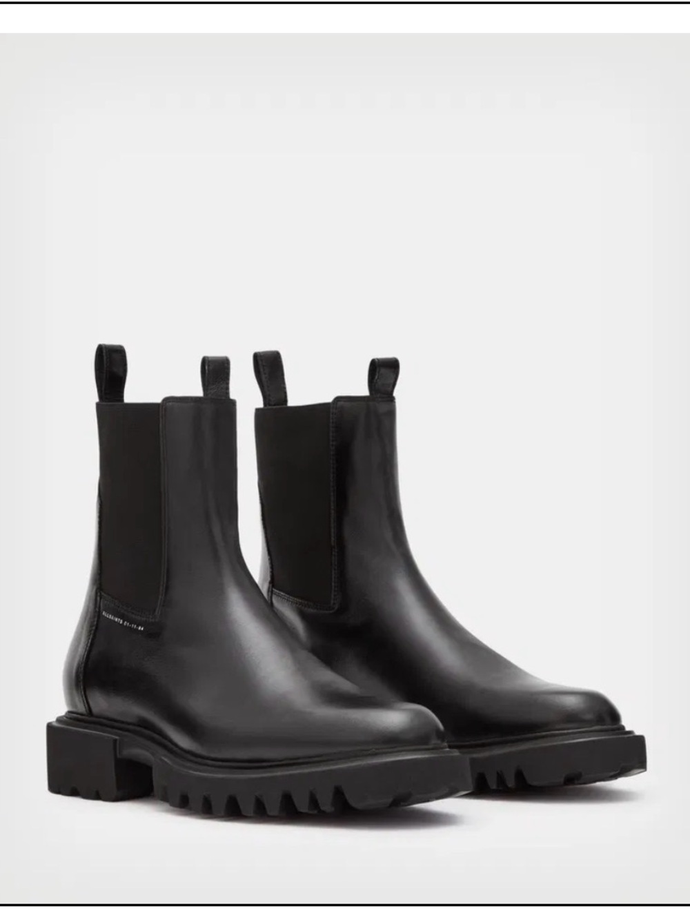 AllSaints Black Leather Chelsea Lug Boots